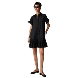J. Crew Black Ruffled Polo Sundress